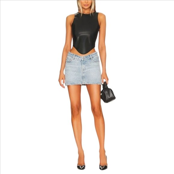 NWT • MIAOU | Jinx Latex Crop Top in Black ~ Size Medium - Picture 1 of 6